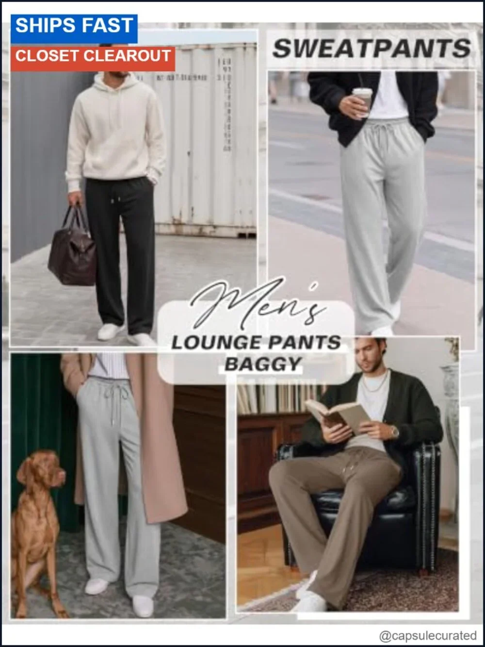 3 Pack Men's Lightweight Sweatpants Drawstring Pockets